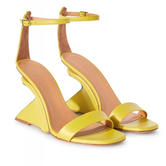 Off-White Virgil Abloh Yellow Jug Wedge Heel Leather Sandals Size EUR 39, US 9 - Picture 3 of 17